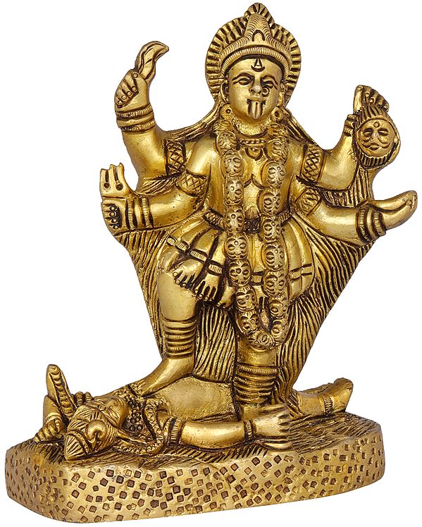 5" Small Size Goddess Kali In Brass | Handmade | Made In India