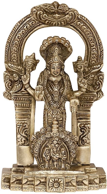 6" Lord Vishnu Brass Sculpture | Handmade | Made in India
