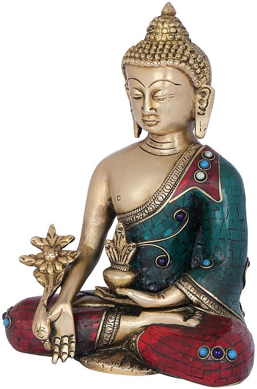 7" Tibetan Buddhist Medicine Buddha In Brass | Handmade | Made In India