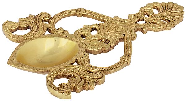 4" Handheld Aarti Lamp in Brass | Handmade | Made in India