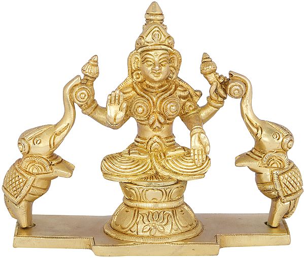 5" Auspicious Gajalakshmi Brass Sculpture | Handmade | Made in India