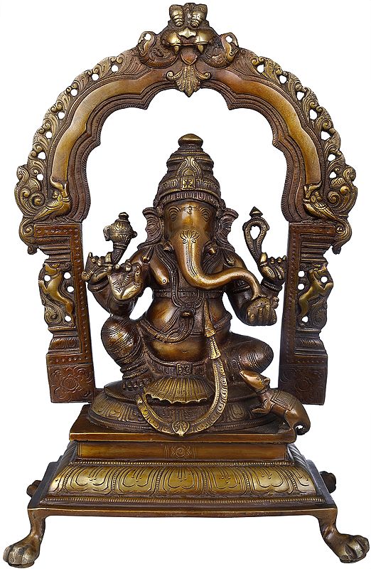 15" Temple Ganesha In Brass | Handmade | Made In India