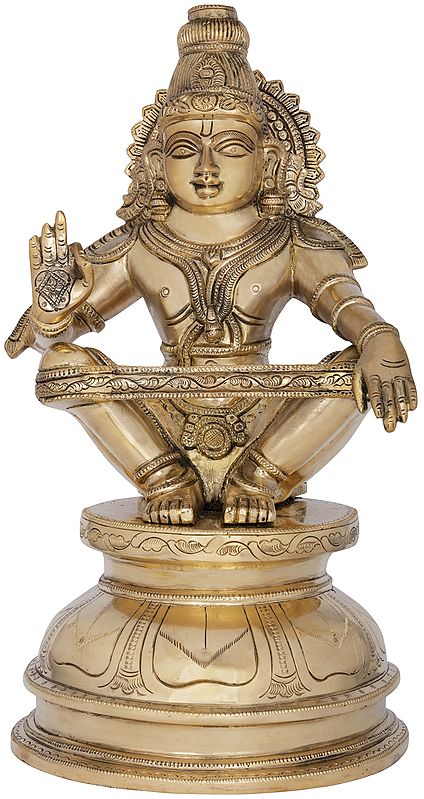 14" Lord Ayyappan - Fine Quality In Brass | Handmade | Made In India