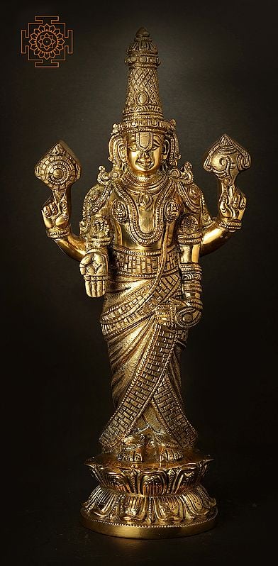 6" Superfine Lord Venkateshvara as Balaji at Tirupati - Hollow Wall Hanging In Brass | Handmade | Made In India