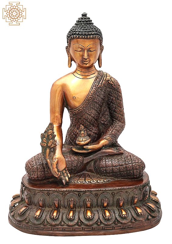 10" Tibetan Buddhist Healing Buddha (Medicine Buddha) In Brass | Handmade | Made In India