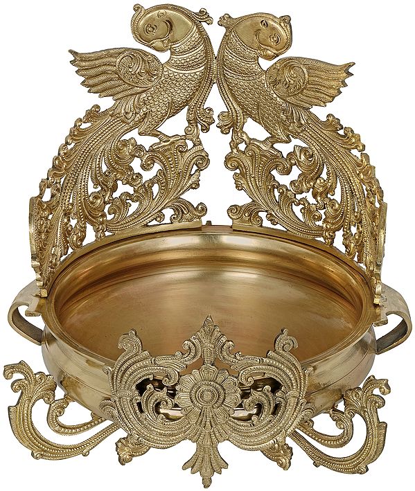 Superfine Bronze Parrot Urli (Hoysala Art)