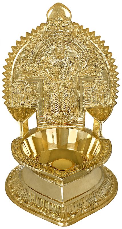 7" Kumara Karttikeya (Murugan) Large Oil Lamp in Brass | Handmade | Made in India