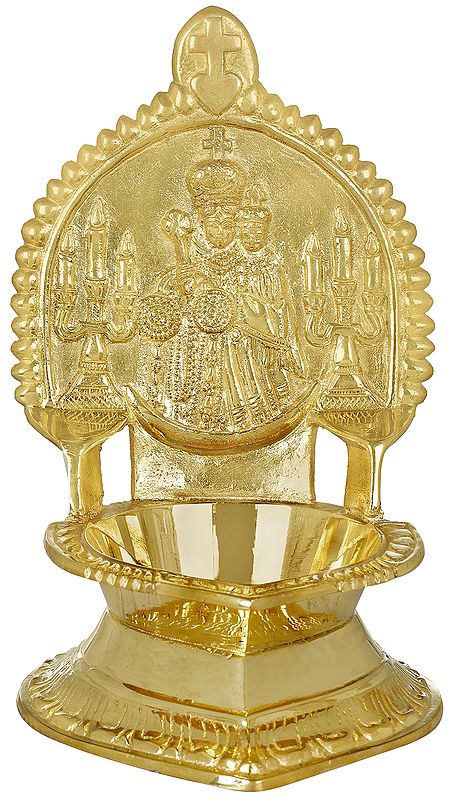 7" Mother Mary with Baby Jesus Oil Lamp In Brass | Handmade | Made In India