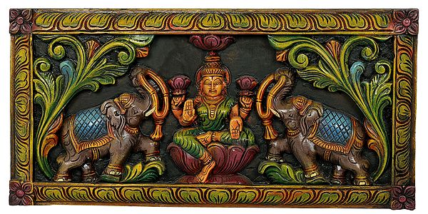 Gajalakshmi Seated on Lotus (Wall Hanging)