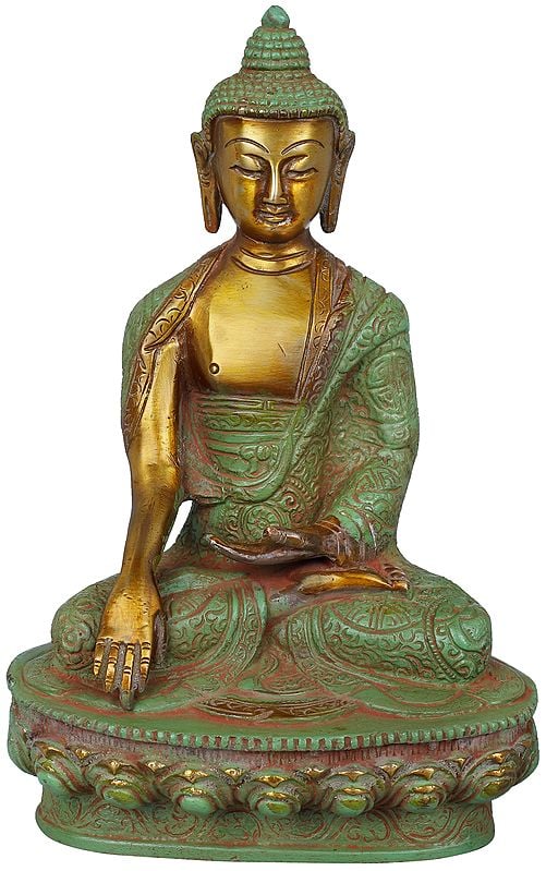 8" Meditating Bhumisparsha Buddha In Brass | Handmade | Made In India