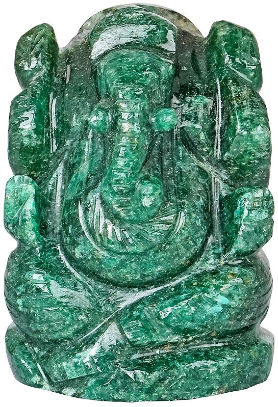 Small Malachite Chaturbhuja Lord Ganesha