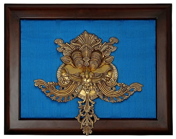 23" Kirtimukha Wall Hanging with Frame In Brass | Handmade | Made In India