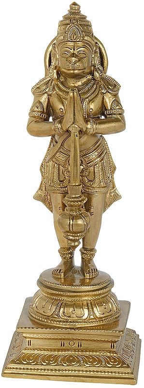 10" Shri Hanuman in Namaskara Mudra in Bronze | Hoysala Art | Handmade | Made In South India