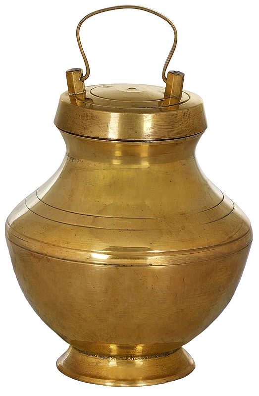 5" Small Authentic Kamandalu with a Lid in Brass | Handmade | Made in India