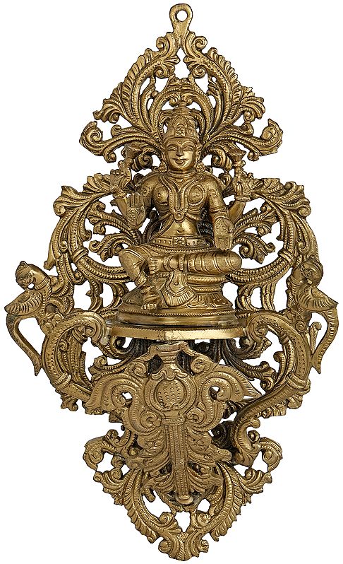 13" Chatubhujadharini Devi Lakshmi Poised Within A Network Of Vines | Handmade | Made In South India
