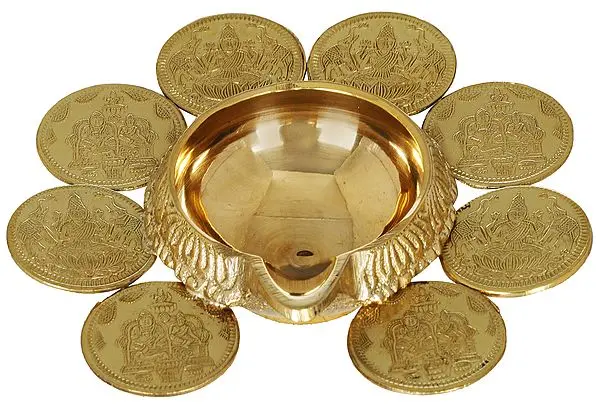 3" Ashtalakshmi Diya In Brass | Handmade | Made In India In Brass | Handmade | Made In India