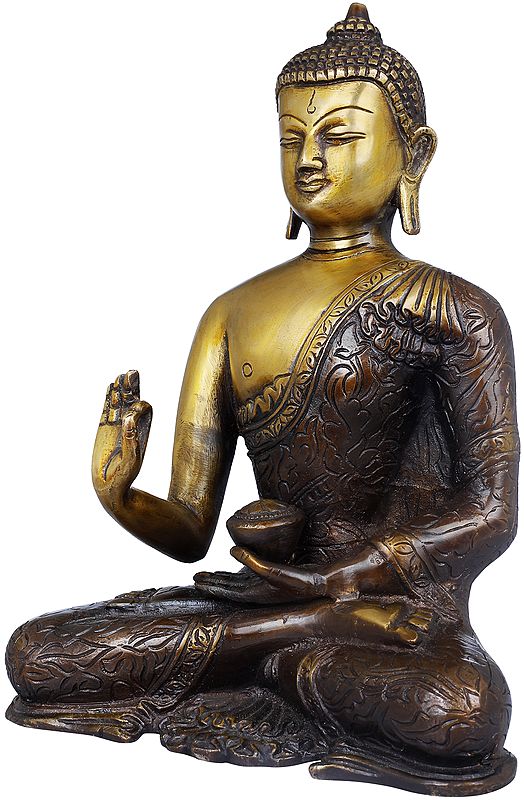 8" Tibetan Buddhist Shakyamuni Buddha In Brass | Handmade | Made In India