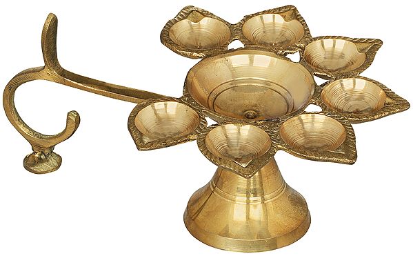 9" Seven Wicks Aarti in Brass | Handmade | Made in India