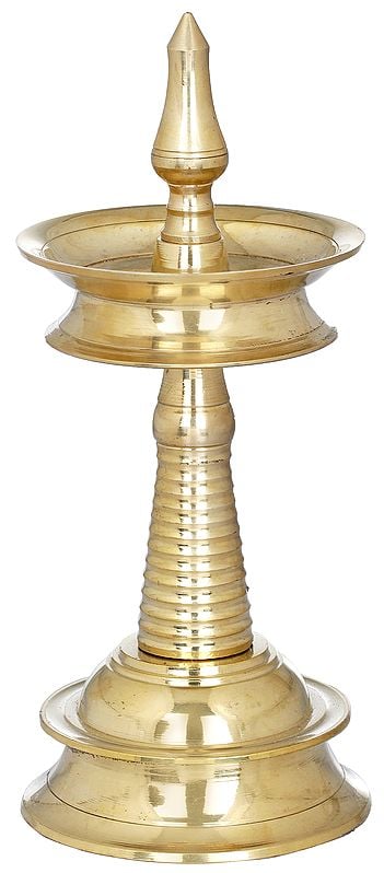 8" South Indian Butter Lamp in Brass | Handmade | Made in India