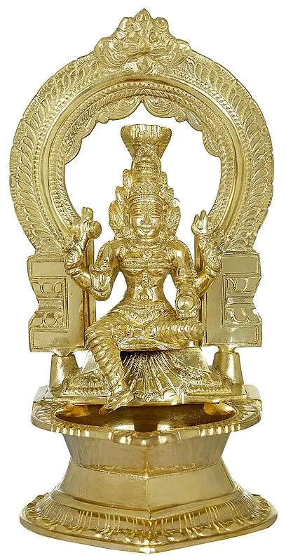 5" Goddess Mariamman Lamp from South India In Brass | Handmade | Made In India
