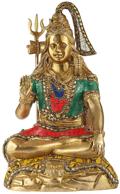 8" Lord Shiva in Abhay Mudra In Brass | Handmade | Made In India