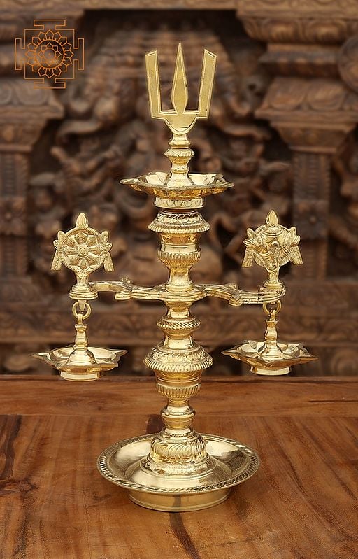 10" Trinity Lamp In Brass | Handmade | Made In India
