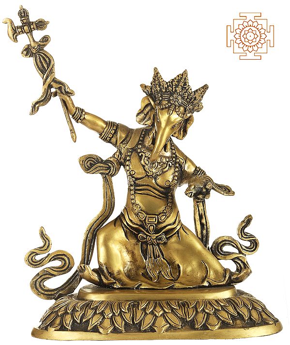 11" Nepalese Form Of Lord Ganesha In Brass | Handmade | Made In India