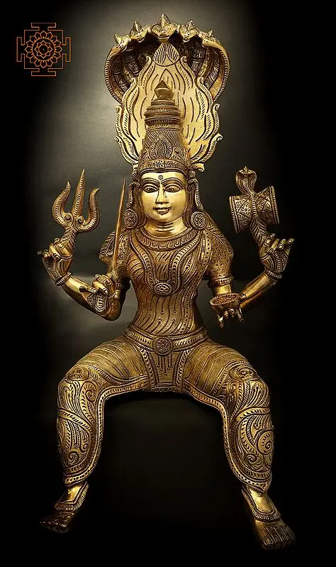 14" Goddess Mariamman (Durga of South India) In Brass | Handmade | Made In India