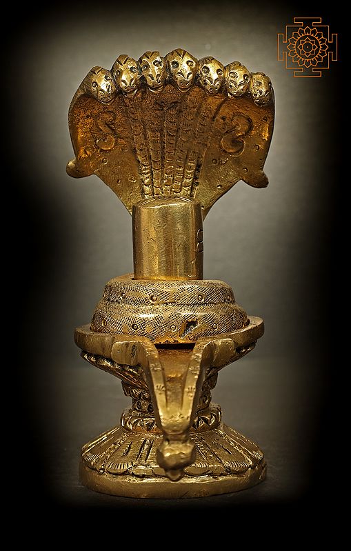 4" Shiva Linga with Sheshnaag in Brass | Handmade | Made in India
