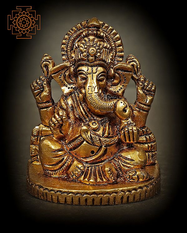 Small Ashirwad Ganesha Statue in Brass | Handmade | Made in India