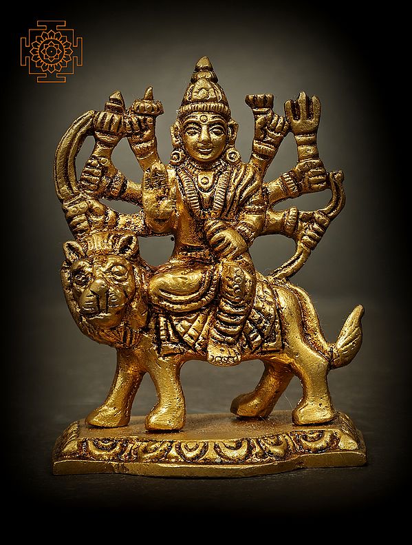 2" Goddess Durga Small Size Idol In Brass | Handmade | Made In India