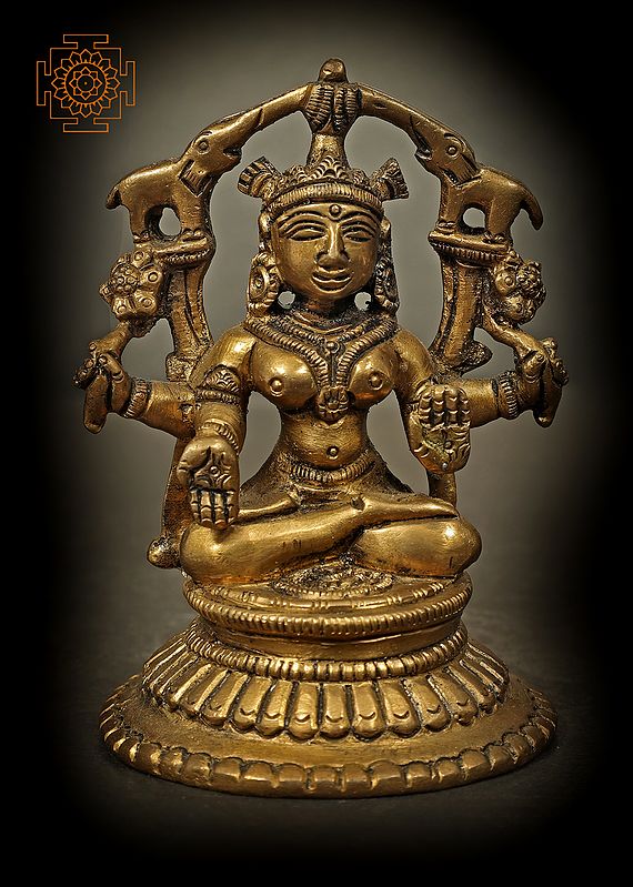 2" Chaturbhuja Gajalakshmi Small Size Brass Idol | Handmade | Made in India