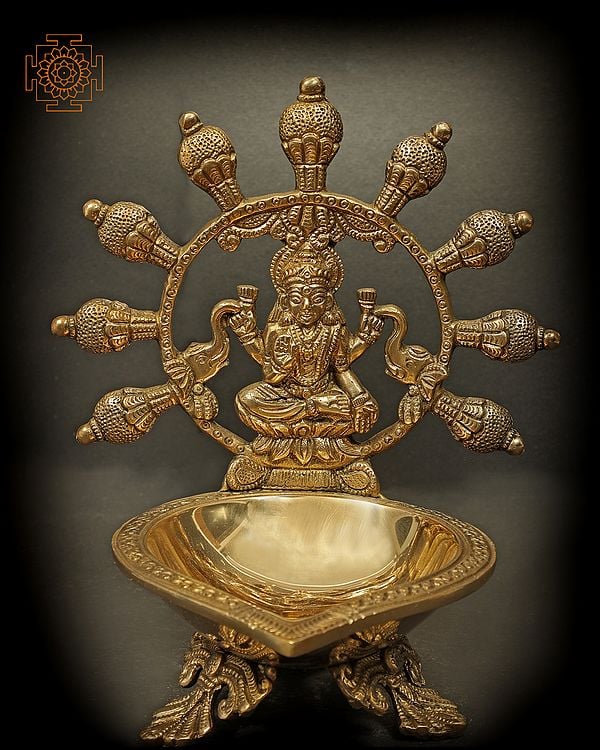 8" Goddess Lakshmi Big Diya In Brass | Handmade | Made In India