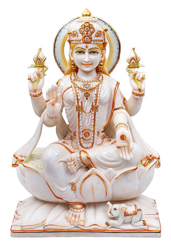 Superfine Goddess Lakshmi Reposed on a Lotus