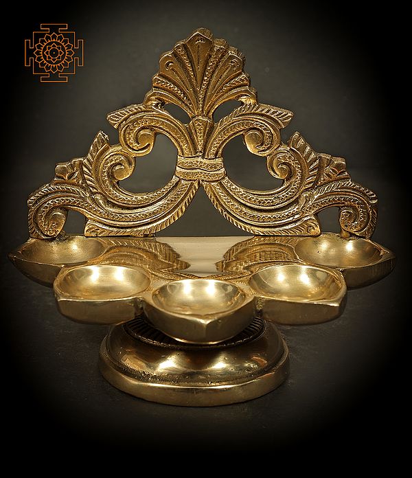 4" Five Wick Diya in Brass | Handmade | Made in India