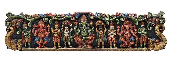 Colorful Three Ganesha Wall Hanging