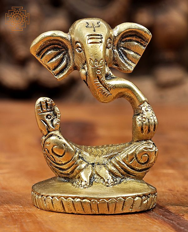 2" Small Size Stylized Ganesha Brass Idol | Handmade | Made in India