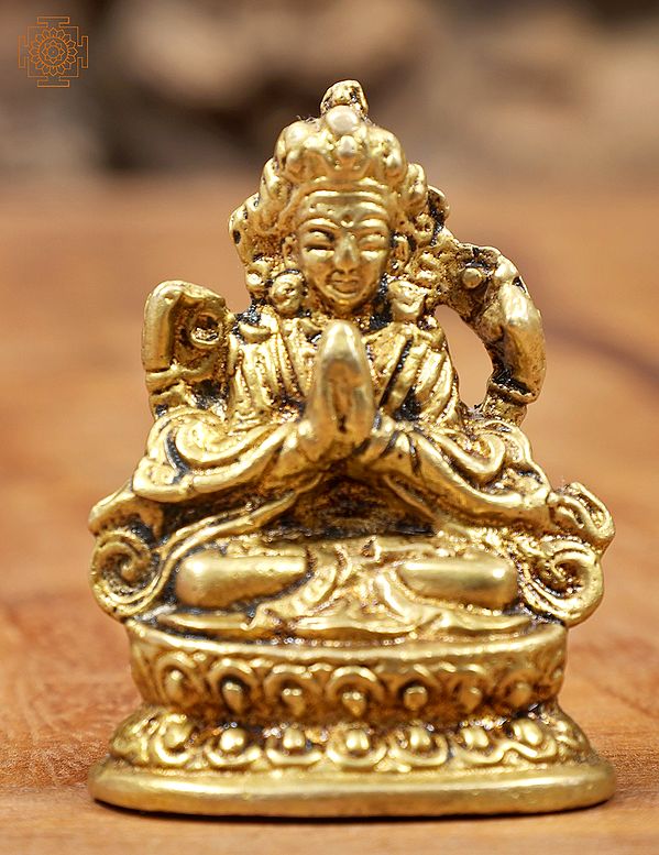 1" Tibetan Buddhist Chenrezig Small Size Brass Statue | Handmade | Made in India