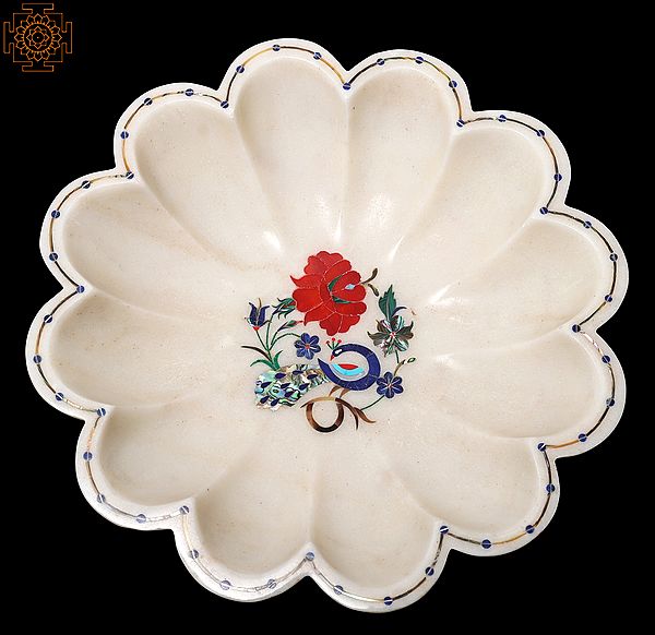 Designer Flower Bowl With Colorful Inlay Work