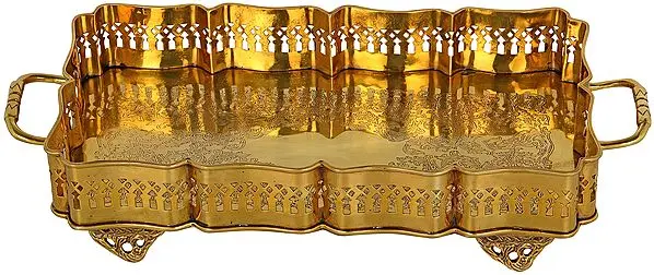 Stylized Floral Print Rectangular Vented Tray