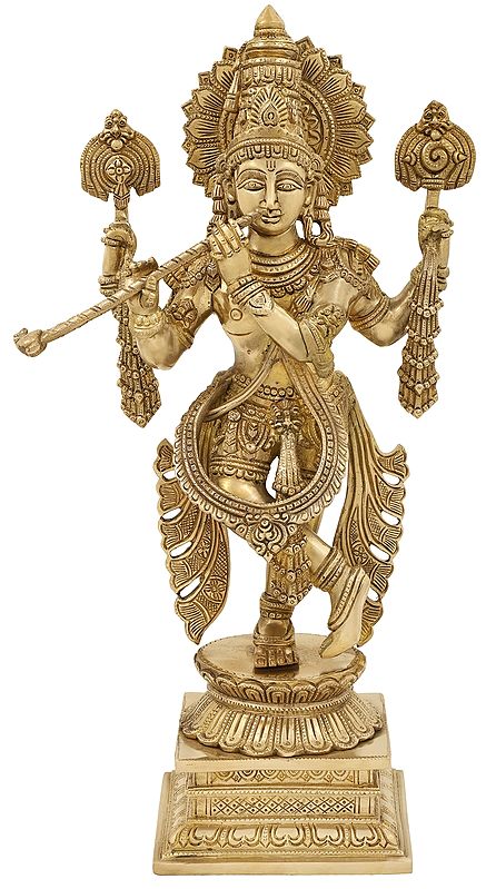 Tribhanga Murlidhara With Tassels At The Wrists And Sashes At The Hips
