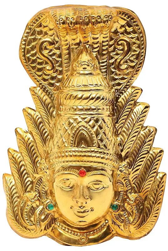 12" Goddess Mariamman Wall Hanging Mask (Durga of South India) In Brass | Handmade | Made In India