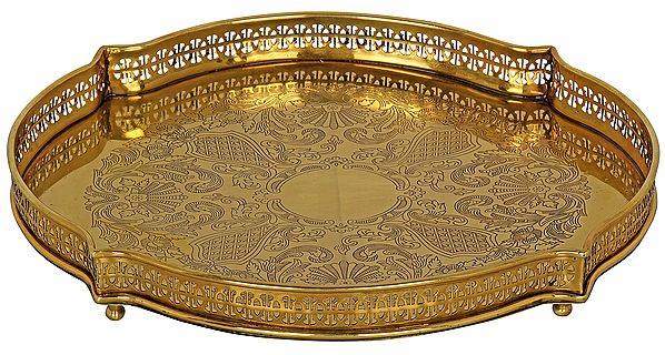 Stylized Oval Tray Highlighted in Floral Beauty