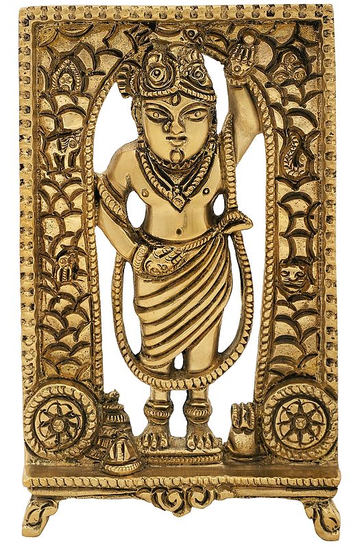 6" Shri Krishna Lifting Govardhan Parvat In Brass | Handmade | Made In India