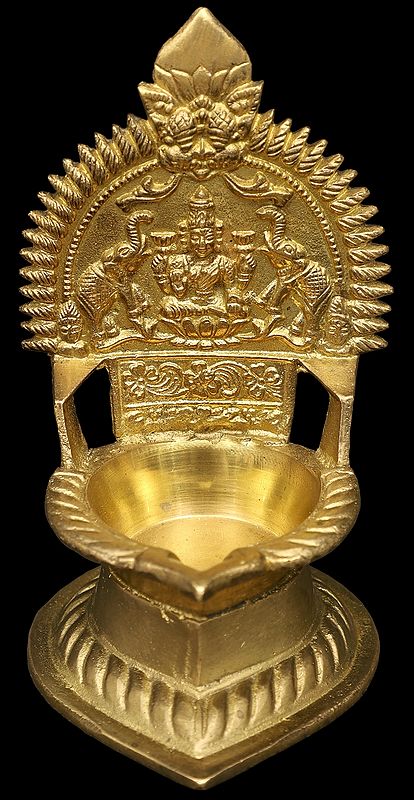 6" Gajalakshmi Lamp In Brass | Handmade | Made In India