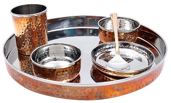 Stainless Steel Dinner Thali Set (Copper Plated)