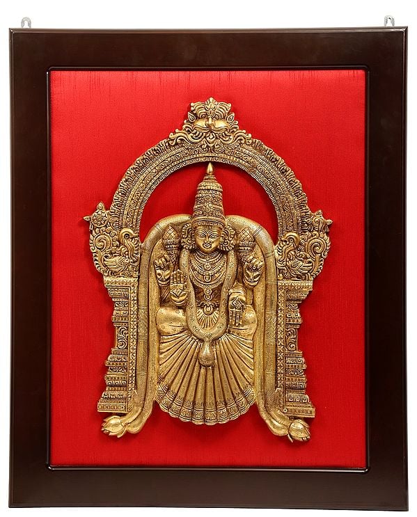 35" Goddess Meenakshi Surrounded by Kirtimukha Prabhavali Wall Hanging with Frame In Brass | Handmade | Made In India