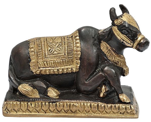 4" Brass Auspicious Nandi Statue (Lord Shiva’s Vahan) | Handmade