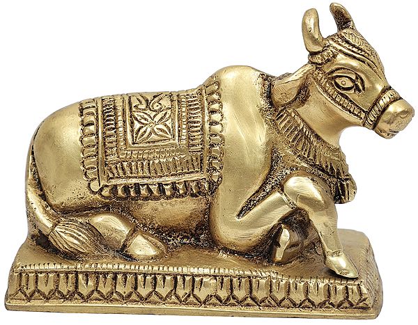 4" Brass Auspicious Nandi Statue (Lord Shiva’s Vahan) | Handmade