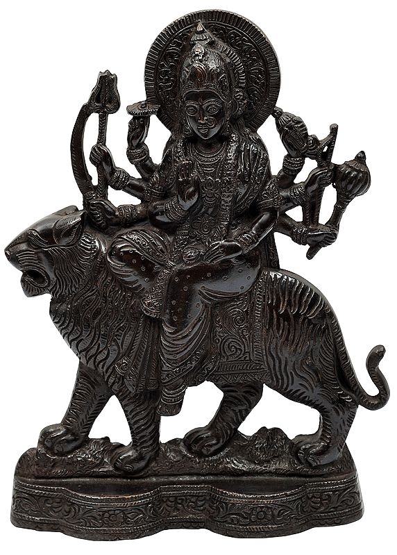 9" Goddess Durga (Sherawali Maa) In Brass | Handmade | Made In India